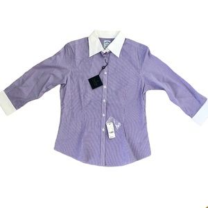 Brooks Brothers Purple Gingham Button Down Top NWT